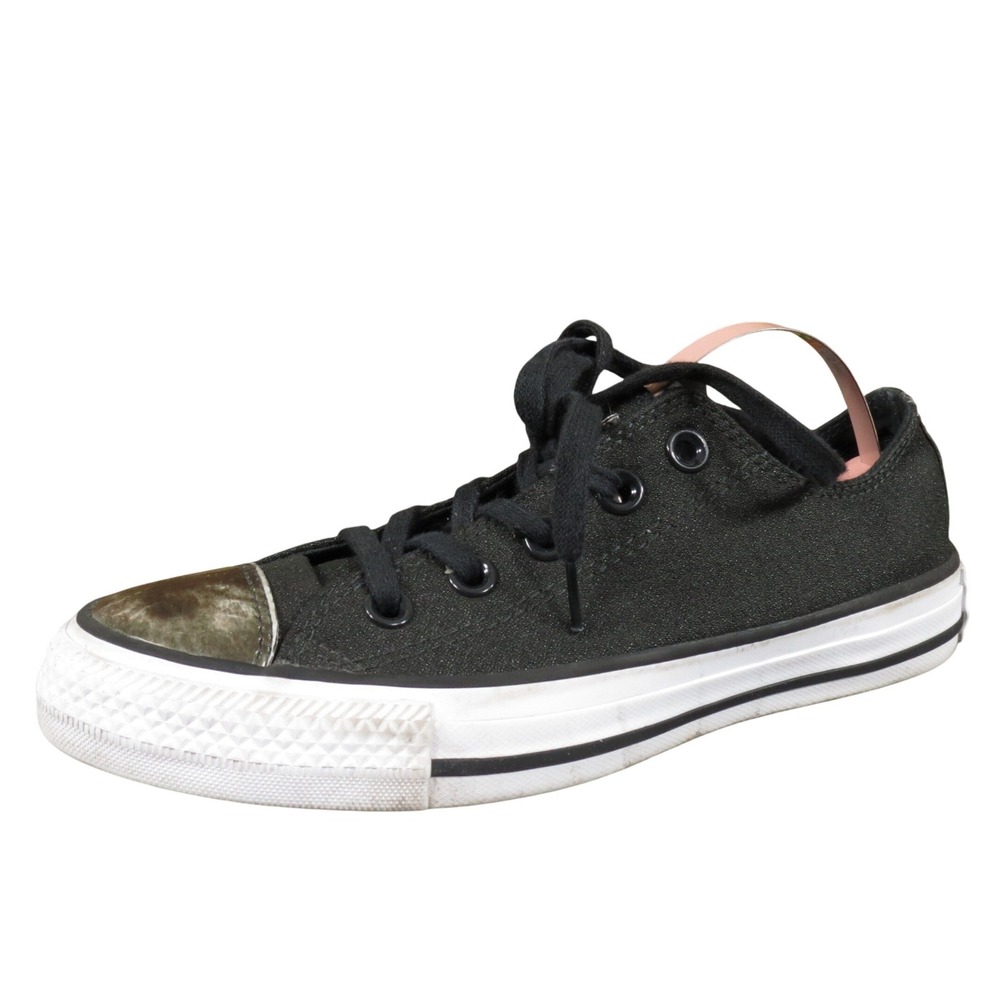 Converse Chuck Taylor All‎ Star Brush-Off Women Size 5 Black Leather Toe Sneaker